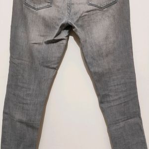 Stretchable Grey Rugged Style Denim Jeans