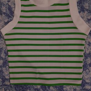 Striped Green and White Tank Top