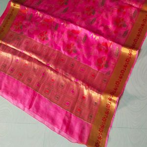 Cotton Blend Pattu Border Saree