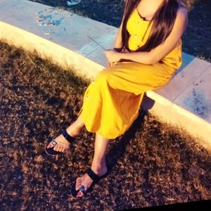 Yellow color midi dress