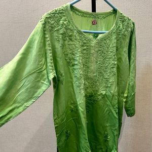 Green Ombre Chikan Kurti