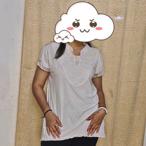 Chicken Kari Neck Design White Tshirt