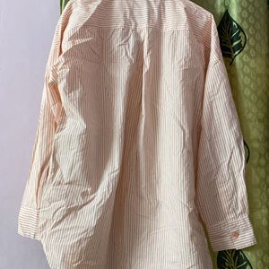 Peach Striped Boyfriend Fit Shirt