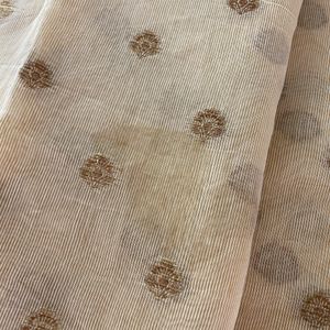 Cream Printed Cotton Silk Saree (Women)