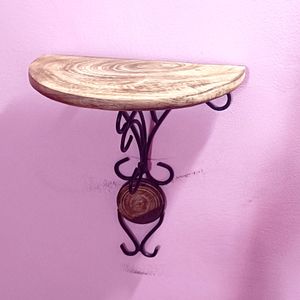 Wood & Wrought Iron Wall Shelf | Foldable Bracket