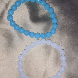 Plastic White And Blue Bracelet