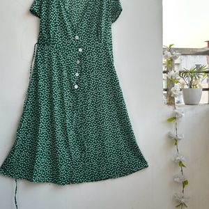 Drawstring Waist Polka Dots Dress