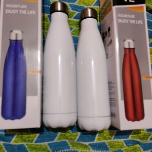 2 White Bottle 500ml Vacuum Flask  Stainless Steel Bottle