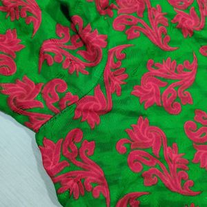 Green W Red Printed Kurti