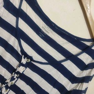 Navy Blue & White Lining T-shirt For 38 Bust