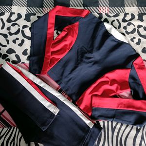 Zip Up Color Block Jacket & Pants Set