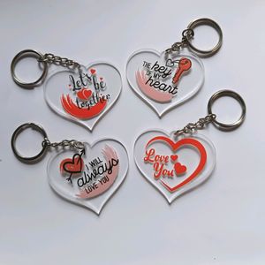 Heartshape Keychains Pack Of 4