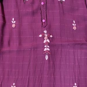 Purple Embroidery Kurti