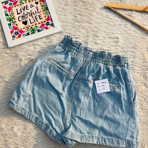 Paperbag Denim Shorts