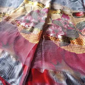 Printed Saree With Stitched Blouse