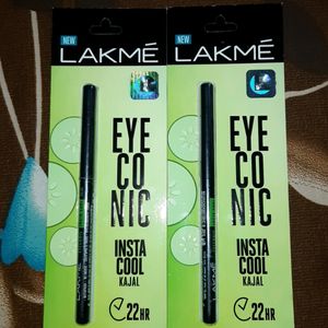 LAKME Eyeconic Insta Cool Kajal, Black (COMBO)