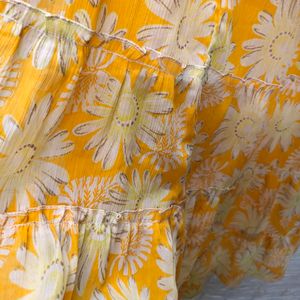 Radiant Yellow Floral Skirt - Small to Medium Size