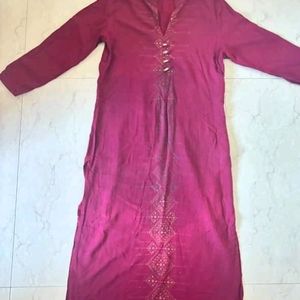 Maroon Color High Low Office Kurthi