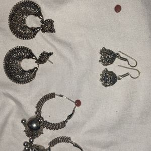 Beautiful 3 Pair Oxidised Earings