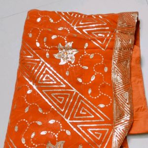 Orange  Shimmer Saree