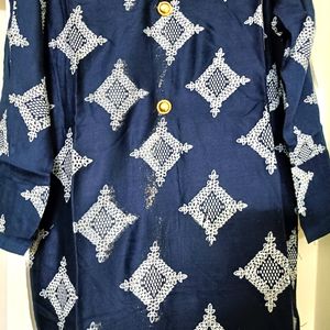 Rayon Stitched Foil Print Kurta