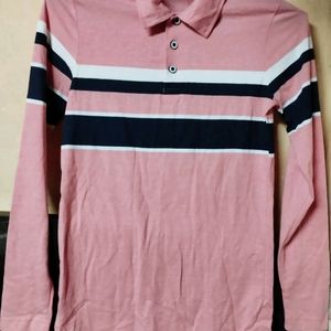 Striped Polo Neck Women Tshirt