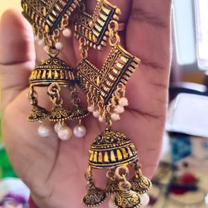 Beautiful Golden And Silver Earrings 😍😍