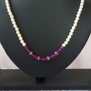 Violet Cream Beads Jewellery Set