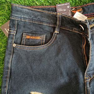 Men's Navy Blue Denim Jeans For Festival