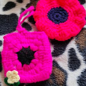 Crochet Earphone Mini Bag(Combo Of 2)