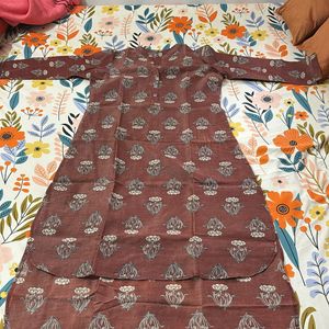 Brown Cotton Silk Kurti