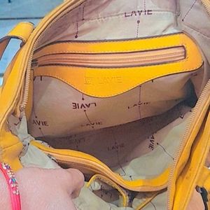 Lavie Original Leather Yellow Handbag