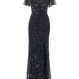 MAC DUGGAL Embellished V-Neck Floor-Length Gown