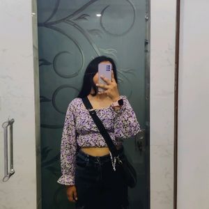 floral lavender crop top