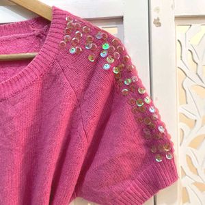 Pinterest Sequined Oversized Double Pocket Top