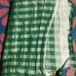 Green & White Saree