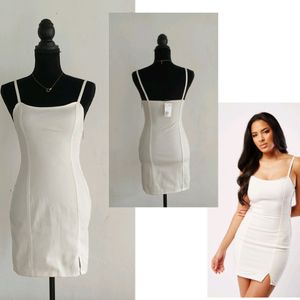 H&M Denim Like Bodycon White Dress