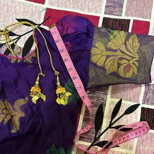 Violet & Gold Colour Festive Ware Half-Saree