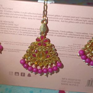 Pink Earrings With Mangtika