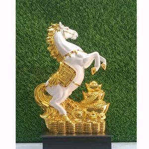 Horse Statue Gold Plated Wooden 18 Inc