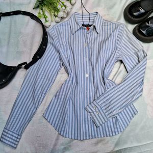 Y2k  Blue Striped Fitted Shirt💙🛍