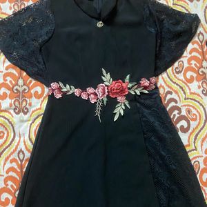 Floral Empire Black Dress