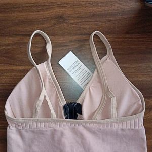 Free Size , Pastel Pink Sleeveless Padded Crop Top