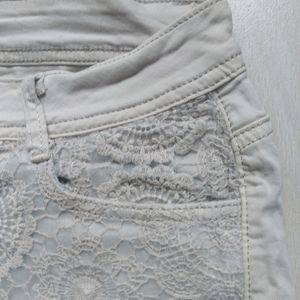 Khaki Lace Detailed Shorts