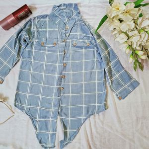 Sky blue knotted style shirt for women