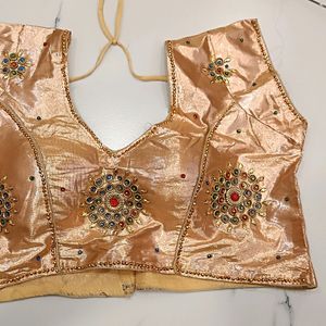 fancy golden blouse with stone work