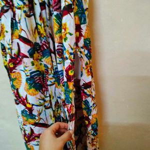 Floral Print Halter Neck Side Cut Long Dress