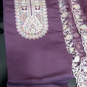 Fancy Unstitch Cotton Silk  Suits