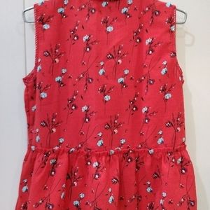 Allen Solly Floral Ruffled Red Top