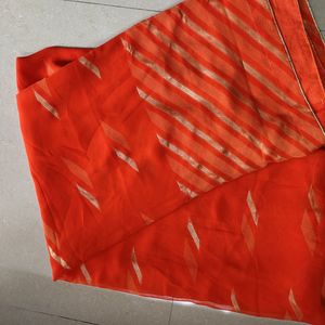 Orange Synthetic Saree